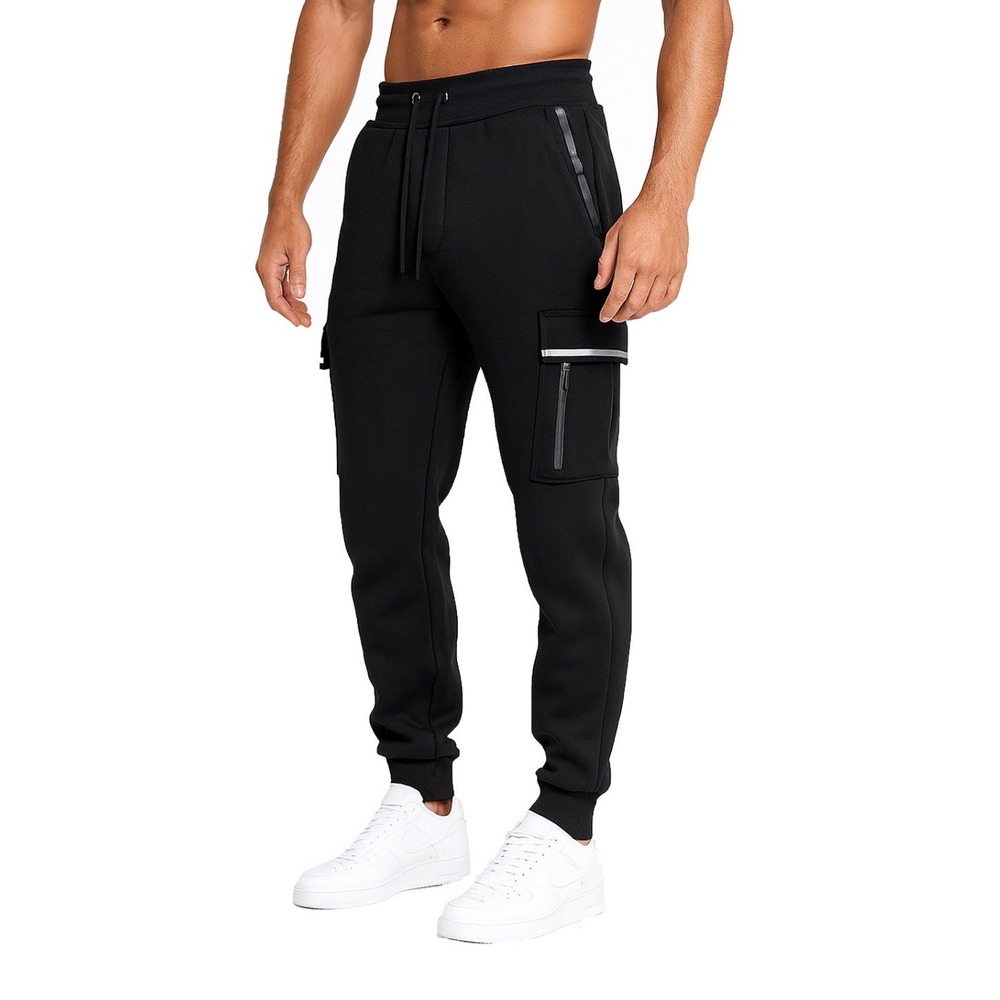 Blue Ice Mens Black Cargo Jogger Techwear Sweatpants JMTFP-300BK/L Reflective L